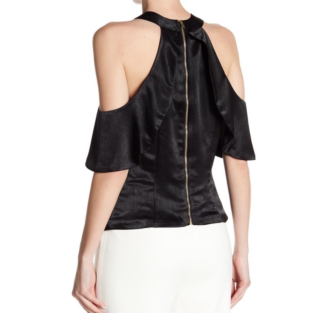 Cold shoulder satin blouse